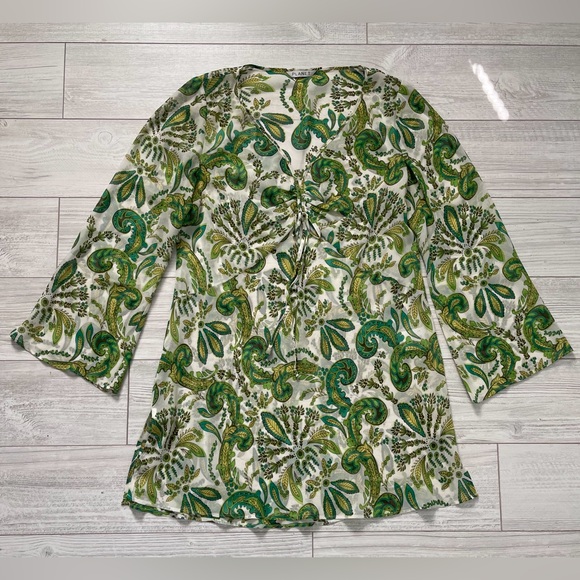 PLANET Silk Paisley Floral Tunic Top Swim Beach Cover Size 16 - Picture 9 of 13